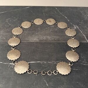 Vintage Southwestern Concho Belt Silver Tone Metal Western Boho Womens